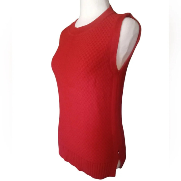 Tommy Hilfiger Red Textured Knit 100% Cotton Sweater Vest Y2K Size XS - Picture 4 of 8